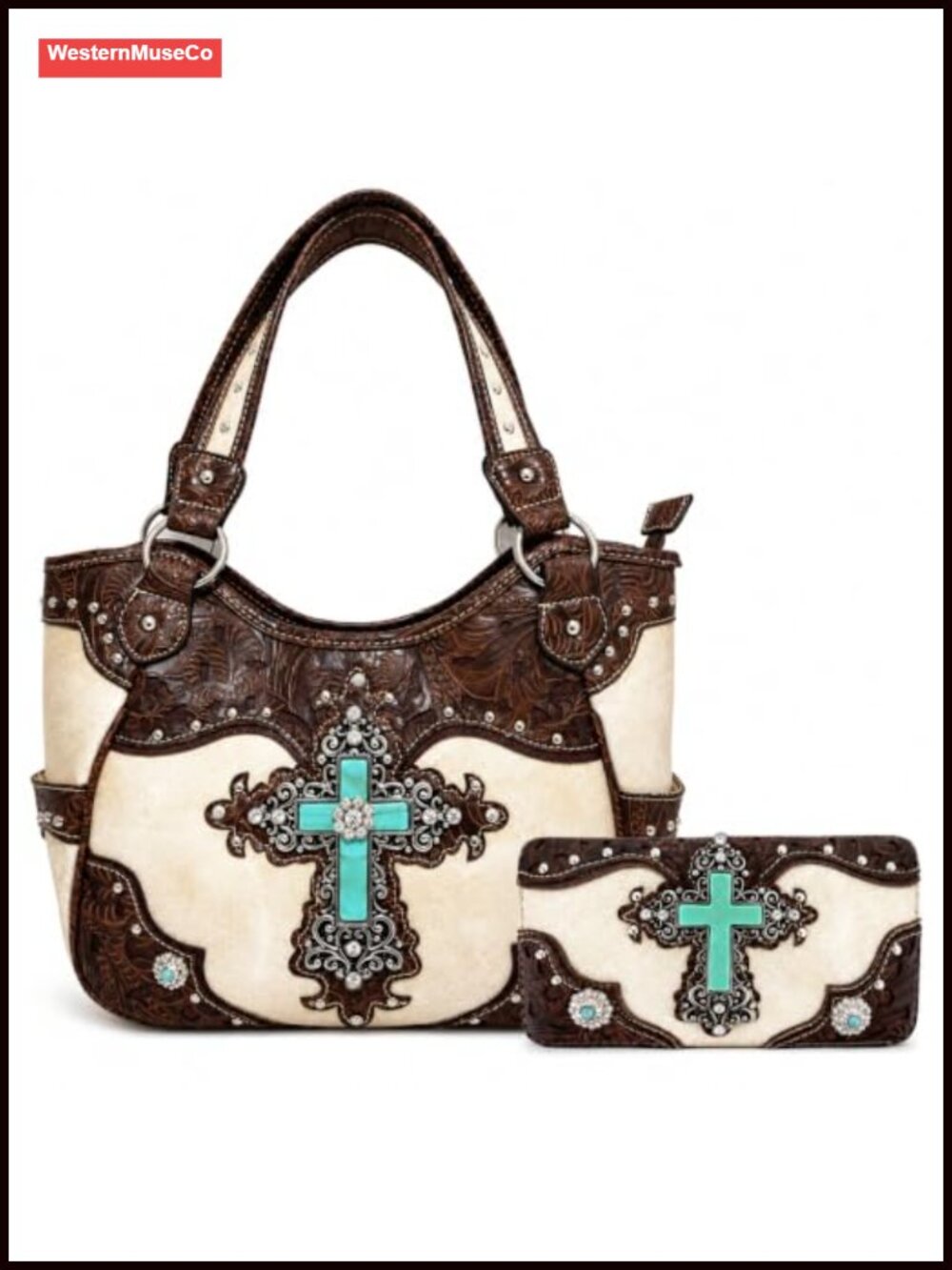 Western Crossbody Purse & Convertible Wallet Set Concealed Carry Satchel